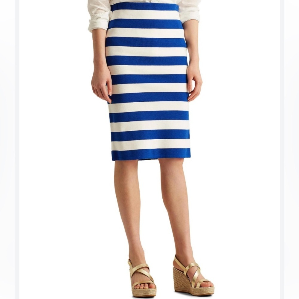 Lauren Ralph Lauren Womens Striped Pencil Skirt Blue/White XXS - Picture 5 of 6